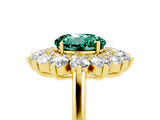 Yellow gold Round Cut Green Sapphire Floral Double Halo Engagement Ring with Prong Setting_89