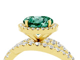 Yellow gold Round Cut Green Sapphire Halo Ring with Round Split Shank and Prong Setting_52