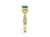 Yellow gold Round Cut Green Sapphire  Halo Twist Band Solitaire Prong Setting Ring_26