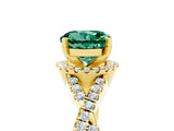 Yellow gold Round Cut Green Sapphire  Halo Twist Band Solitaire Prong Setting Ring_29