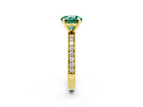 Yellow gold Round Cut Green Sapphire Milgrain Pavé Engagement Ring with Four-Prong Setting_2