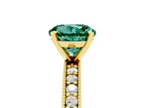 Yellow gold Round Cut Green Sapphire Milgrain Pavé Engagement Ring with Four-Prong Setting_5