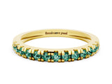 Yellow gold Round Cut Green Sapphire Pavé Set Thin Band