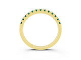 Yellow gold Round Cut Green Sapphire Pavé Set Thin Band_3