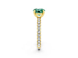 Yellow gold Round Cut Green Sapphire Pavé Solitaire Ring with Round Band and Prong Setting_26