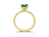 Yellow gold Round Cut Green Sapphire Pavé Solitaire Ring with Round Band and Prong Setting_27