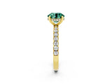 Yellow gold Round Cut Green Sapphire Pave Band Solitaire Ring with Four-Prong Setting_14