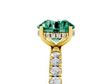 Yellow gold Round Cut Green Sapphire Pave Band Solitaire Ring with Four-Prong Setting_17