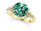 Yellow gold Round Cut Green Sapphire Ring with Side Stones and Four-Prong Setting_37