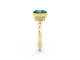 Yellow gold Round Cut Green Sapphire Ring with Side Stones and Four-Prong Setting_38