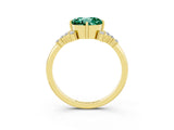 Yellow gold Round Cut Green Sapphire Ring with Side Stones and Four-Prong Setting_39