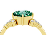 Yellow gold Round Cut Green Sapphire Ring with Side Stones and Four-Prong Setting_40