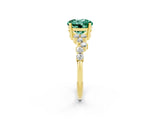 Yellow gold Round Cut Green Sapphire Scattered Round Accent Ring with Prong Setting_14