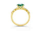 Yellow gold Round Cut Green Sapphire Scattered Round Accent Ring with Prong Setting_15