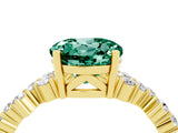Yellow gold Round Cut Green Sapphire Scattered Round Accent Ring with Prong Setting_16