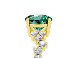 Yellow gold Round Cut Green Sapphire Scattered Round Accent Ring with Prong Setting_17