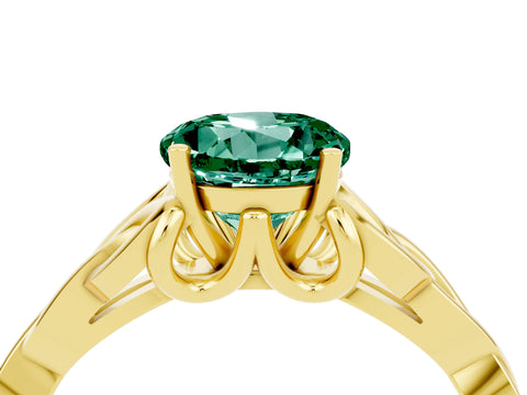 Yellow gold Round Cut Green Sapphire Solitaire Celtic Knot Ring with Four-Prong Setting_16