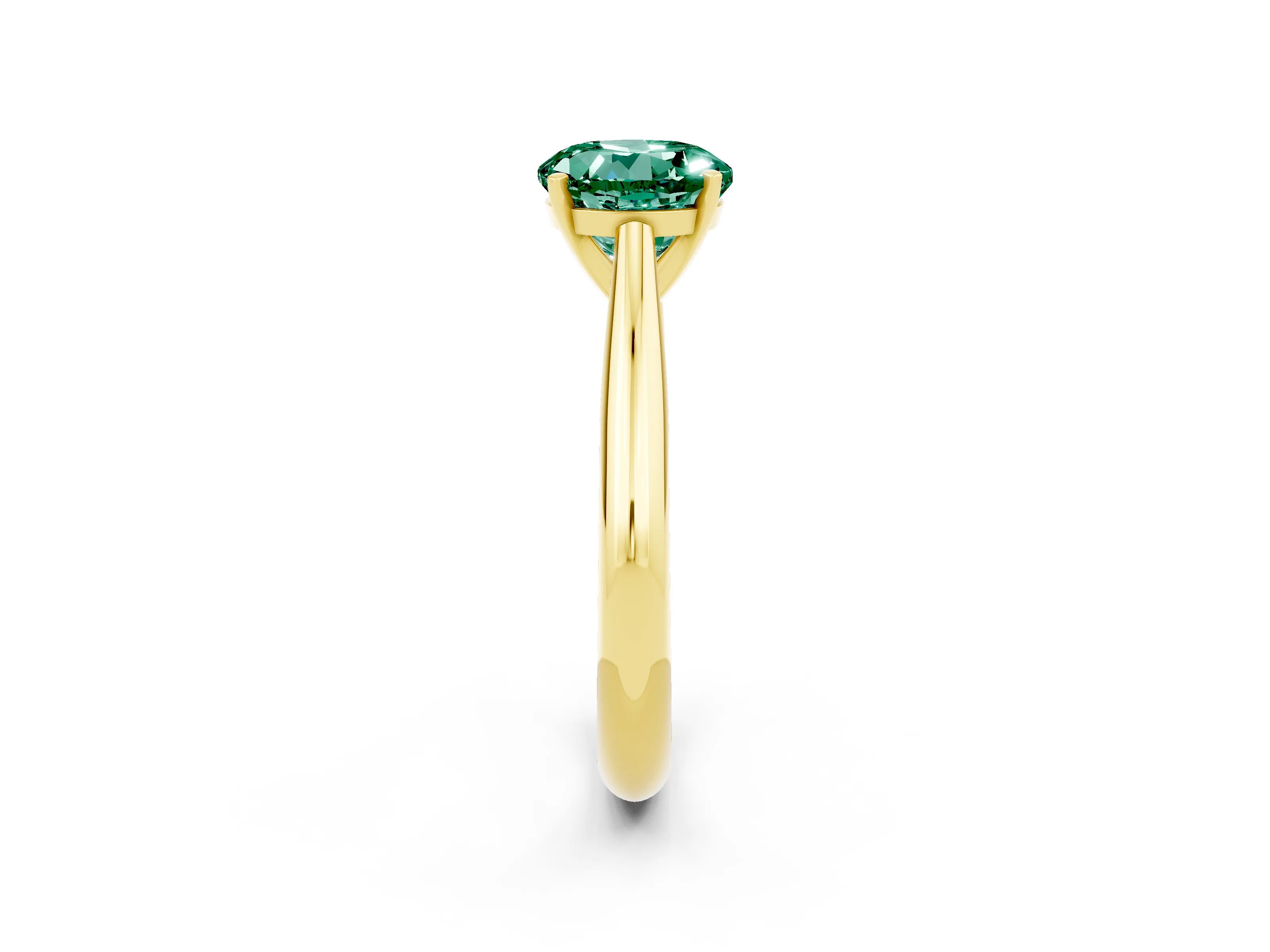 Yellow gold Round Cut Green Sapphire Solitaire Engagement Ring with Cathedral Setting and Four-Prong Mount_14