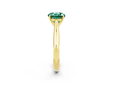 Yellow gold Round Cut Green Sapphire Solitaire Engagement Ring with Cathedral Setting and Four-Prong Mount_14
