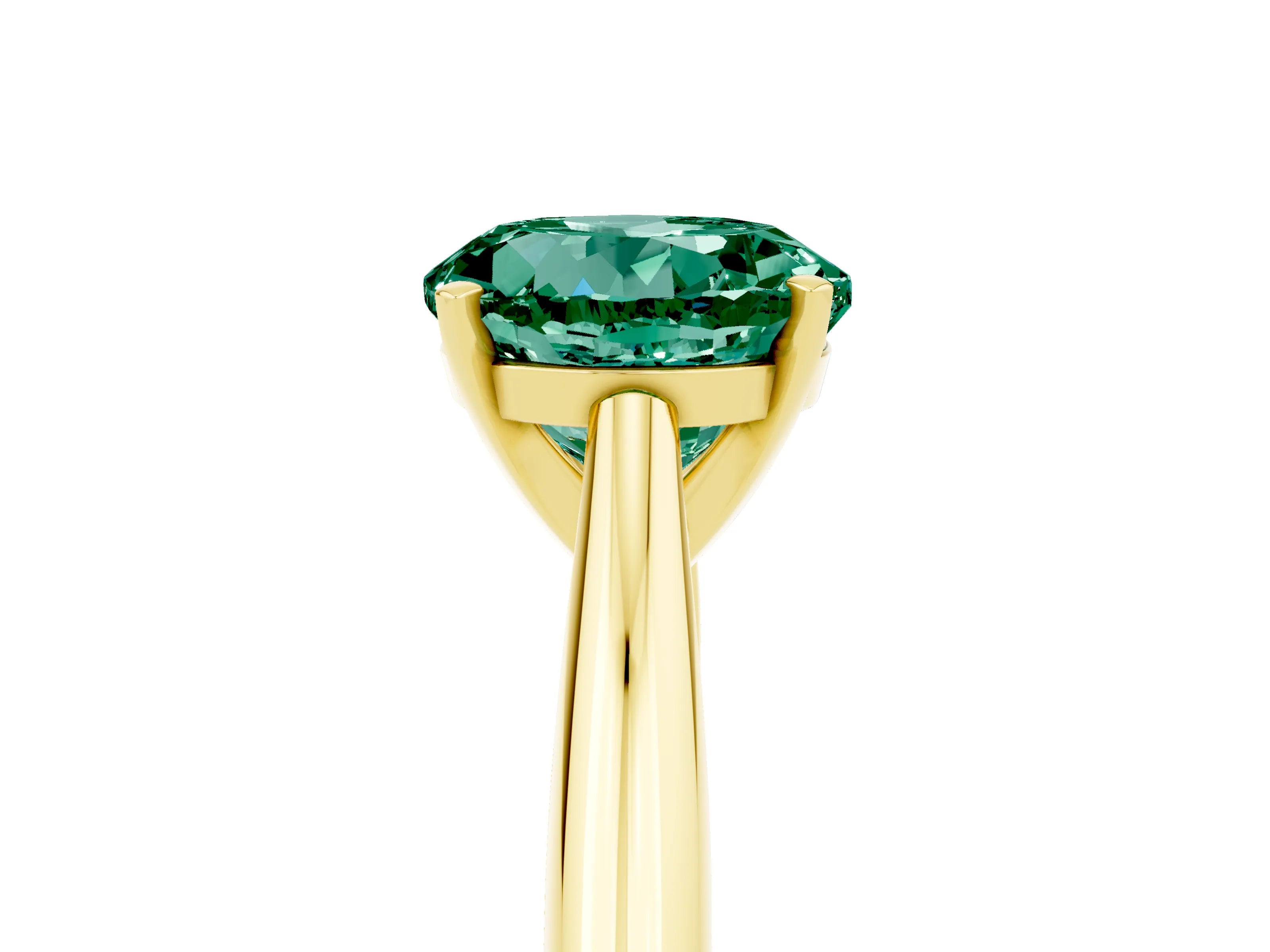 Yellow gold Round Cut Green Sapphire Solitaire Engagement Ring with Cathedral Setting and Four-Prong Mount_17