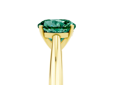 Yellow gold Round Cut Green Sapphire Solitaire Engagement Ring with Cathedral Setting and Four-Prong Mount_17