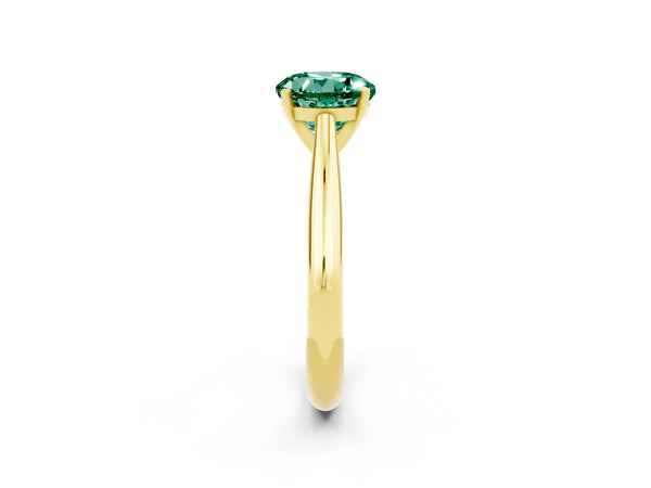 Yellow gold Round Cut Green Sapphire Solitaire Engagement Ring with Cathedral Setting and Four-Prong Mount