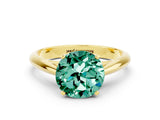 Yellow gold Round Cut Green Sapphire Solitaire Engagement Ring with Cathedral Setting and Four-Prong Mount_24