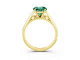 Yellow gold Round Cut Green Sapphire Solitaire Engagement Ring with Cathedral Setting and Four-Prong Mount_27