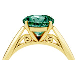 Yellow gold Round Cut Green Sapphire Solitaire Engagement Ring with Cathedral Setting and Four-Prong Mount_28