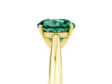 Yellow gold Round Cut Green Sapphire Solitaire Engagement Ring with Cathedral Setting and Four-Prong Mount_29