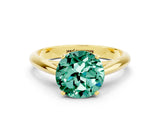 Yellow gold Round Cut Green Sapphire Solitaire Engagement Ring with Cathedral Setting and Four-Prong Mount_30