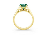 Yellow gold Round Cut Green Sapphire Solitaire Engagement Ring with Cathedral Setting and Four-Prong Mount_33