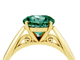 Yellow gold Round Cut Green Sapphire Solitaire Engagement Ring with Cathedral Setting and Four-Prong Mount_34
