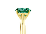 Yellow gold Round Cut Green Sapphire Solitaire Engagement Ring with Cathedral Setting and Four-Prong Mount_35