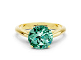 Yellow gold Round Cut Green Sapphire Solitaire Engagement Ring with Cathedral Setting and Four-Prong Mount_66