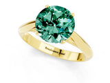 Yellow gold Round Cut Green Sapphire Solitaire Engagement Ring with Cathedral Setting and Four-Prong Mount_67