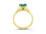 Yellow gold Round Cut Green Sapphire Solitaire Engagement Ring with Cathedral Setting and Four-Prong Mount_69