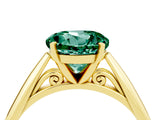 Yellow gold Round Cut Green Sapphire Solitaire Engagement Ring with Cathedral Setting and Four-Prong Mount_70