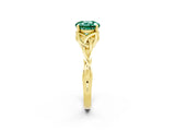 Yellow gold Round Cut Green Sapphire Solitaire Engagement Ring with Celtic Knot Band and Four-Prong Setting_2
