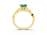 Yellow gold Round Cut Green Sapphire Solitaire Engagement Ring with Celtic Knot Band and Four-Prong Setting_3