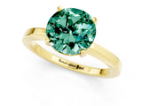 Yellow gold Round Cut Green Sapphire Solitaire Engagement Ring with Classic Band and Four-Prong Setting_25