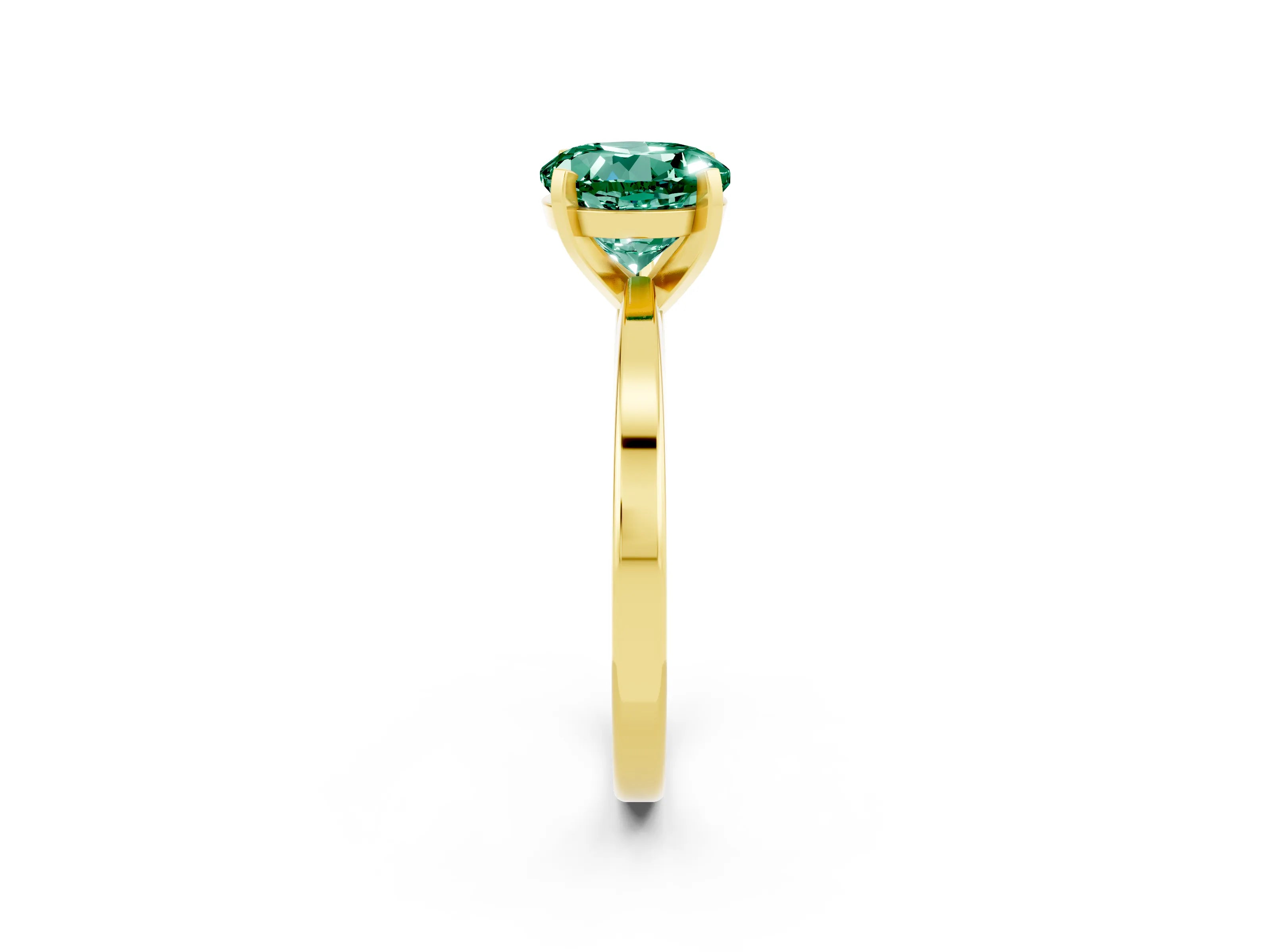 Yellow gold Round Cut Green Sapphire Solitaire Engagement Ring with Classic Band and Four-Prong Setting_26