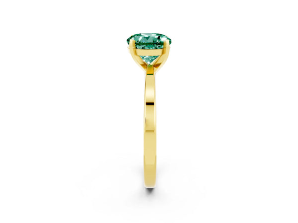 Yellow gold Round Cut Green Sapphire Solitaire Engagement Ring with Classic Band and Four-Prong Setting