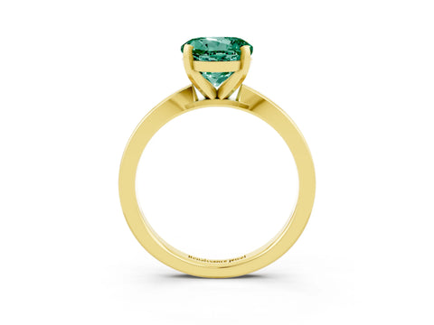 Yellow gold Round Cut Green Sapphire Solitaire Engagement Ring with Classic Band and Four-Prong Setting_27