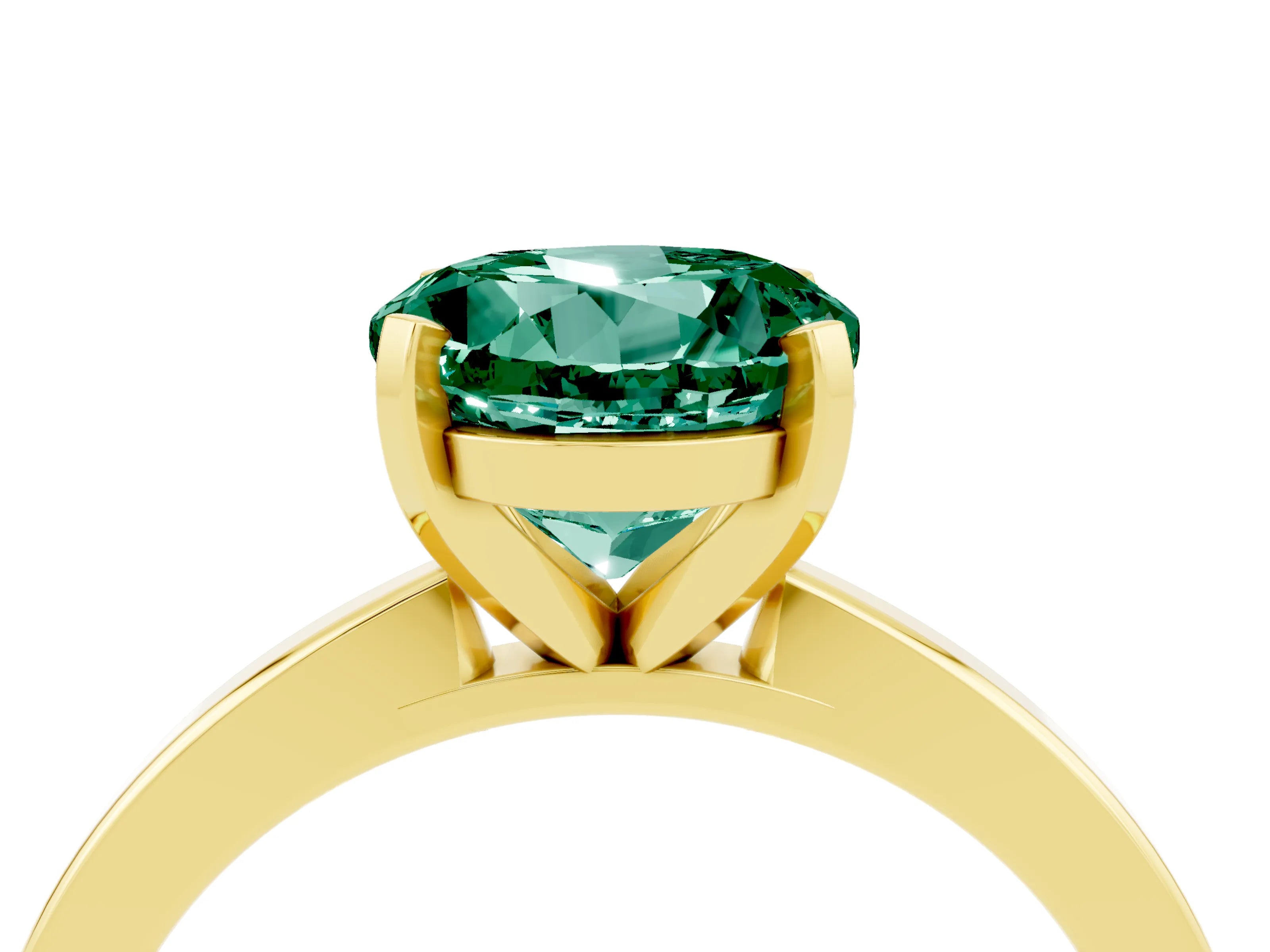 Yellow gold Round Cut Green Sapphire Solitaire Engagement Ring with Classic Band and Four-Prong Setting_28
