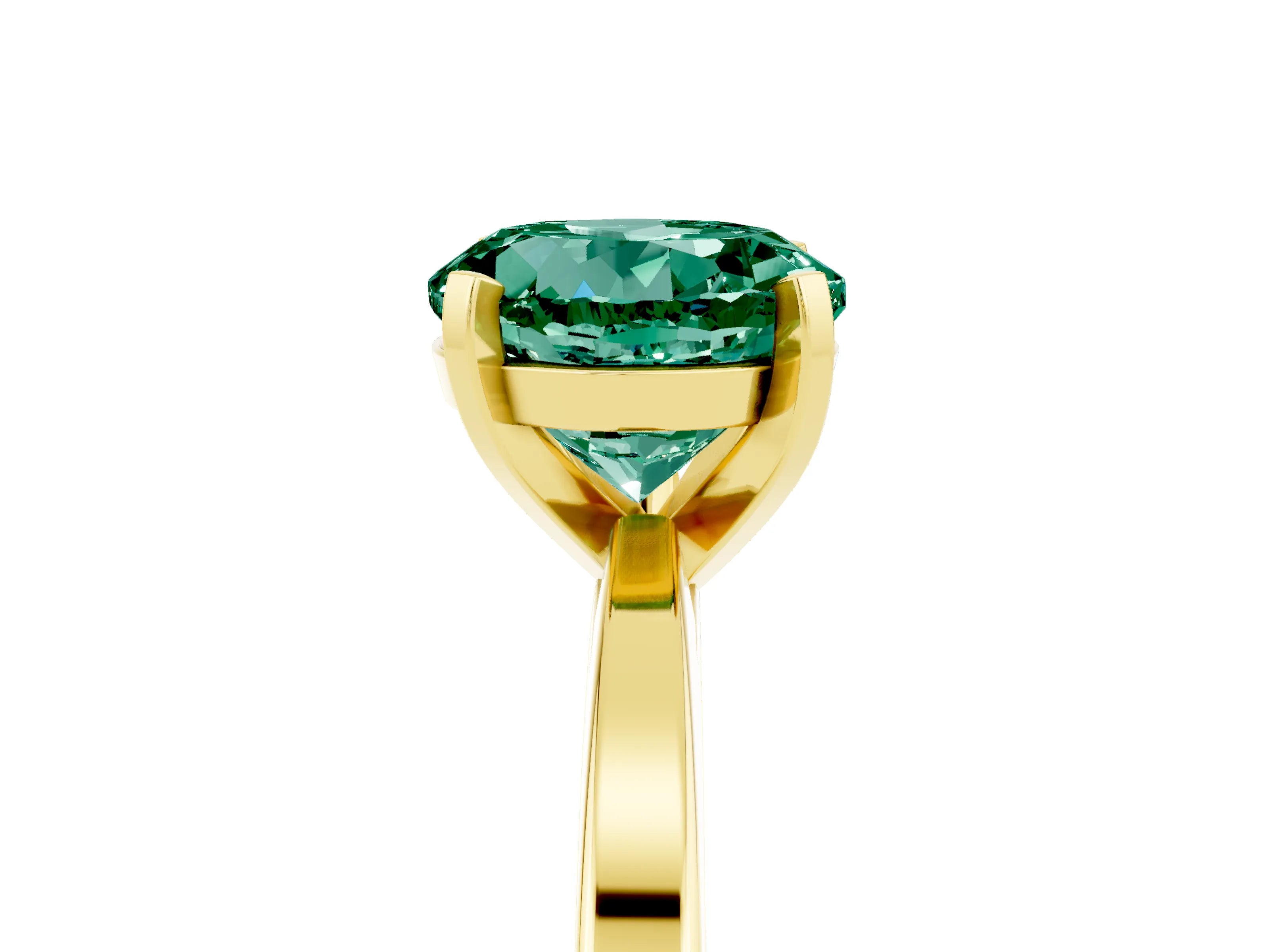 Yellow gold Round Cut Green Sapphire Solitaire Engagement Ring with Classic Band and Four-Prong Setting_29