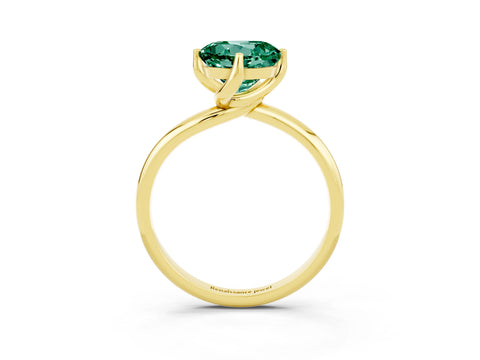 Yellow gold Round Cut Green Sapphire Solitaire Engagement Ring with Four-Prong Setting and Classic Band_15