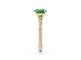 Yellow gold Round Cut Green Sapphire Solitaire Engagement Ring with Pavé Band and Four-Prong Setting_2