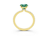 Yellow gold Round Cut Green Sapphire Solitaire Engagement Ring with Pavé Band and Four-Prong Setting_3