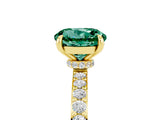 Yellow gold Round Cut Green Sapphire Solitaire Engagement Ring with Pavé Band and Four-Prong Setting_5